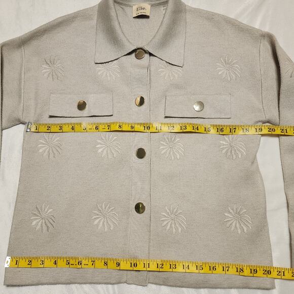 Elie Tahari Snap Front Embroidered Cardigan Jacket, Size Medium - Picture 4 of 7